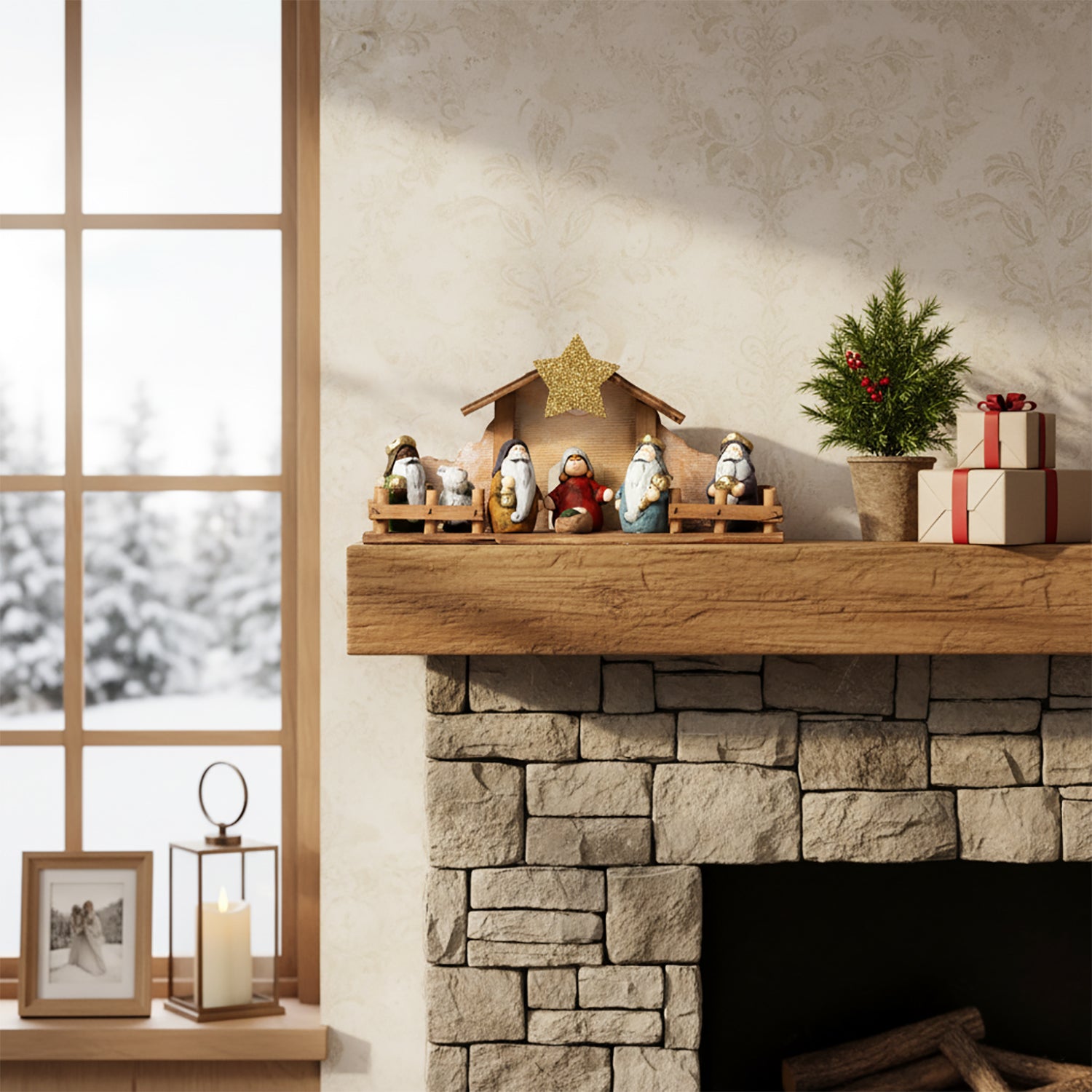 VESTIAMO CASA GRAN NATALE - Presepe Capanna Luminosa h14x33 cm - Decorazione natalizia